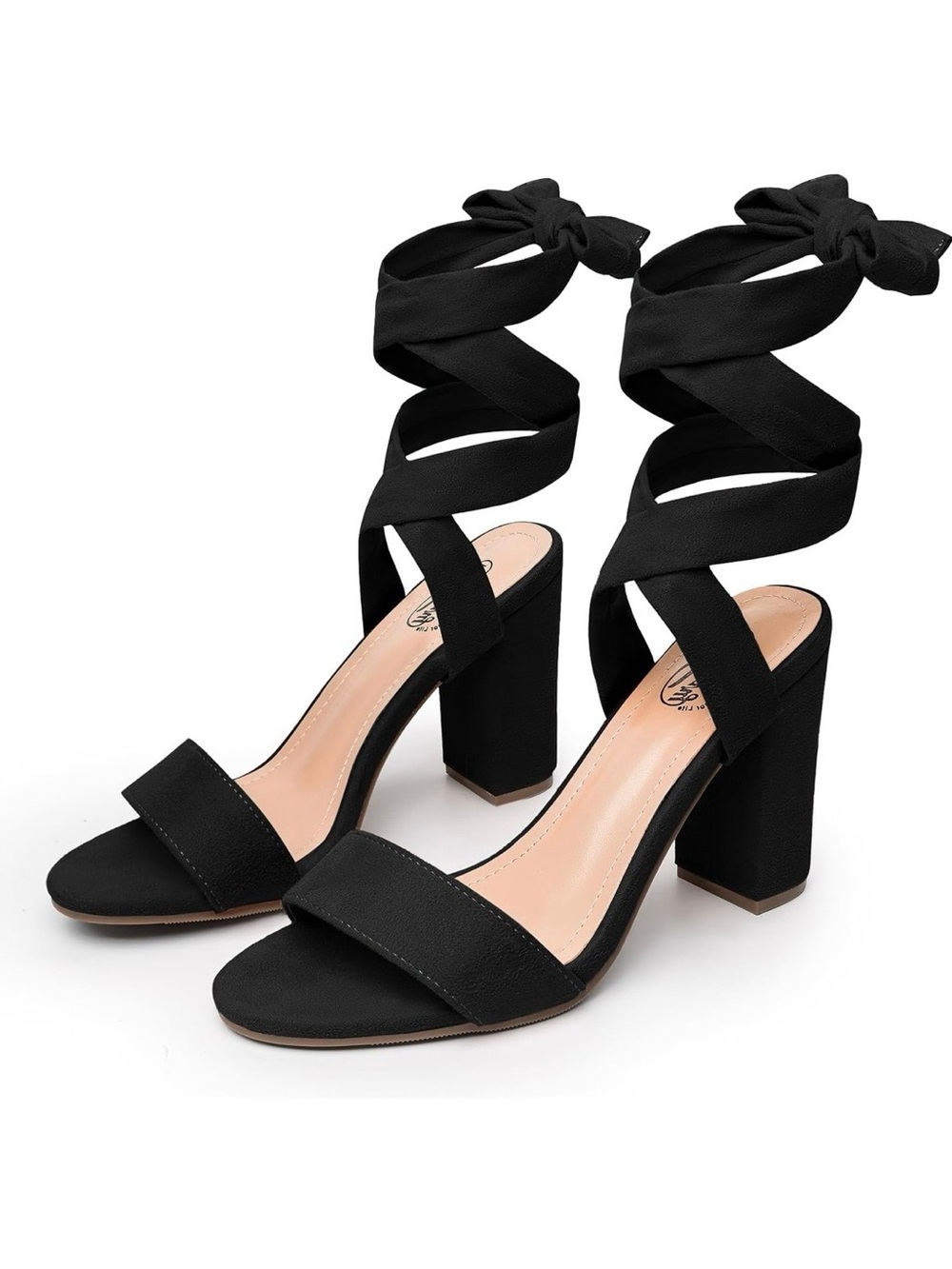 Trary Black Wrap-Around Strappy chunky Heel Sandals size 9.5